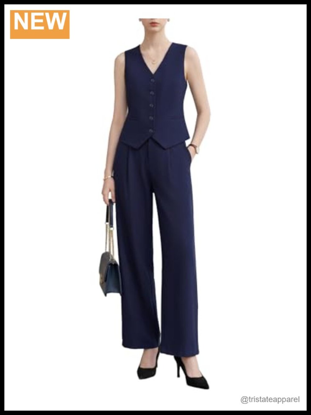 Wrinkle-Resistant 2-Piece Vest and Pant Suit Set for Women Business Workwear